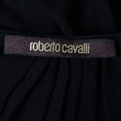Pre Owned Roberto Cavalli Black Silk Ruffled Blouse M