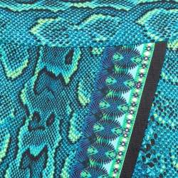 مملوكة مسبقًا Roberto Cavalli Blue Snake Print Jersey Asymmetrical Mini Skirt S