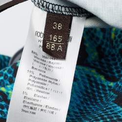 مملوكة مسبقًا Roberto Cavalli Blue Snake Print Jersey Asymmetrical Mini Skirt S