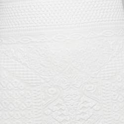 Pre Owned Roberto Cavalli White Patterned Knit Sleeveless V-Neck Dress M