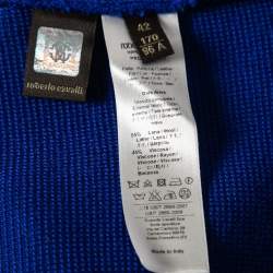 Pre Owned Roberto Cavalli Blue Knit Embellished Midi Dress M