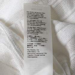 Pre Owned Roberto Cavalli White Patterned Knit & Lace Paneled Maxi Dress M