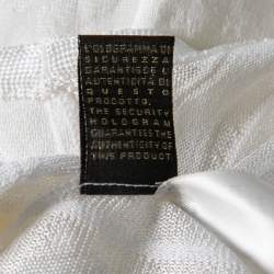 Pre Owned Roberto Cavalli White Patterned Knit & Lace Paneled Maxi Dress M