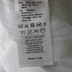 Pre Owned Roberto Cavalli White Patterned Knit & Lace Paneled Maxi Dress M