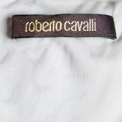 Pre Owned Roberto Cavalli Beige Floral Print Jersey Sleeveless Dress M