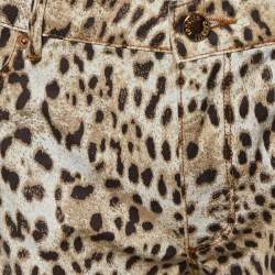 مملوكة مسبقًا Roberto Cavalli Beige Leopard Print Cotton Skinny Fit Jeans M