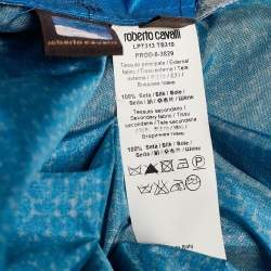 مملوكة مسبقًا Roberto Cavalli Blue Printed Silk Ruffled Hem Maxi Skirt S