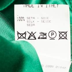 Pre Owned Roberto Cavalli Green Silk Satin Flared Maxi Skirt L