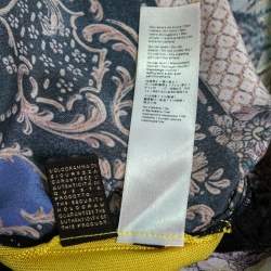 Pre Owned Roberto Cavalli Yellow Printed Silk Round Neck Top S