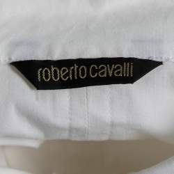 Pre Owned Roberto Cavalli White Cotton Button Front Shirt L    