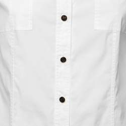 Pre Owned Roberto Cavalli White Cotton Button Front Shirt L    