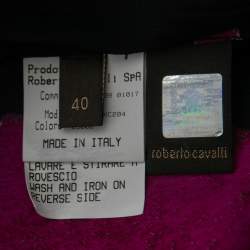 Pre Owned Roberto Cavalli Black Floral Print Silk Belted Top S