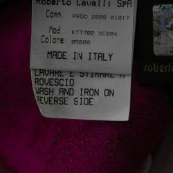 Pre Owned Roberto Cavalli Black Floral Print Silk Belted Top S