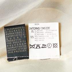 Pre Owned Roberto Cavalli Beige & Green Printed Pleated Silk Mini Dress S