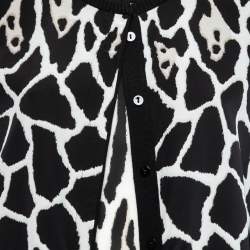 Pre Owned Roberto Cavalli Black Printed Silk Inset & Knit Long-Sleeve Cardigan S
