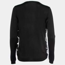 Pre Owned Roberto Cavalli Black Printed Silk Inset & Knit Long-Sleeve Cardigan S