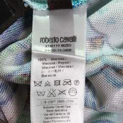 Pre Owned Roberto Cavalli Multicolor Printed Jersey Knit Belted Mini Dress S