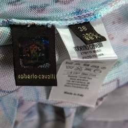 Pre Owned Roberto Cavalli Multicolor Printed Jersey Knit Belted Mini Dress S