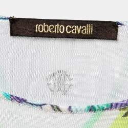 Pre Owned Roberto Cavalli Multicolor Printed Jersey Knit Belted Mini Dress S