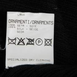 Pre Owned Roberto Cavalli Black Rib Knit Wool Silk Trimmed Turtle Neck Sweater L