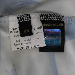 Pre Owned Roberto Cavalli White Floral Print Stretch-Jersey Maxi Skirt L