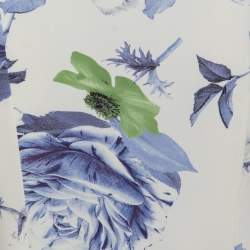 Pre Owned Roberto Cavalli White Floral Print Stretch-Jersey Maxi Skirt L