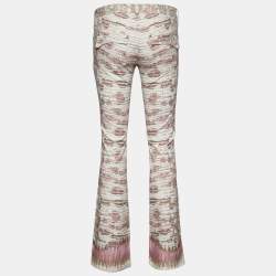 Pre Owned Roberto Cavalli White Animal Printed Denim Flared Leg Jeans S