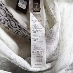 Pre Owned Roberto Cavalli Light Grey Snakeskin Printed Silk Button Front Shirt S