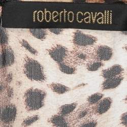 Pre Owned Roberto Cavalli Brown Animal Printed Silk Sleeveless Top M