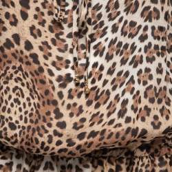 Pre Owned Roberto Cavalli Brown Animal Printed Silk Sleeveless Top M