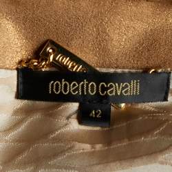 Pre Owned Roberto Cavalli Brown Suede Hook Front Jacket M