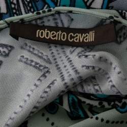 Pre Owned Roberto Cavalli Multicolor Printed Jersey Lace Trimmed Top M