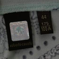 Pre Owned Roberto Cavalli Multicolor Printed Jersey Lace Trimmed Top M