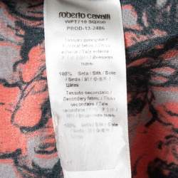 Pre Owned Roberto Cavalli Orange Printed Silk Blouse S