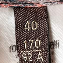 Pre Owned Roberto Cavalli Orange Printed Silk Blouse S