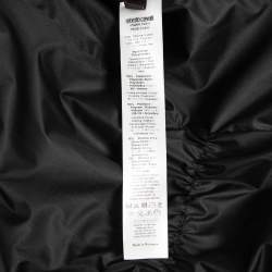 Pre Owned Roberto Cavalli Black Animal Printed Down Padded Fur Lined Puffer Jacket M