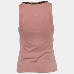 مملوكة مسبقًا Roberto Cavalli Dusty Pink Embellished Neck Tank Top M