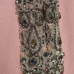 Pre Owned Roberto Cavalli Dusty Pink Crystal Embellished Cardigan L