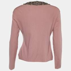 Pre Owned Roberto Cavalli Dusty Pink Crystal Embellished Cardigan L