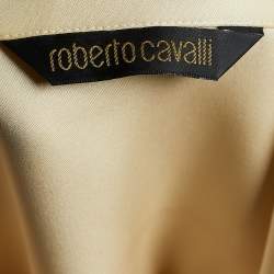 Pre Owned Roberto Cavalli Cream Satin Silk Button Front Shirt M