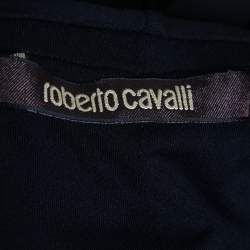 Pre Owned Roberto Cavalli Black Stretch Knit Gathered Detail Skirt S