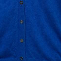 Pre Owned Roberto Cavalli Royal Blue Silk & Wool Paneled Cardigan S