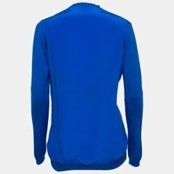 Pre Owned Roberto Cavalli Royal Blue Silk & Wool Paneled Cardigan S