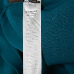 Pre Owned Roberto Cavalli Teal Blue Knit Eyelet Stud Embellished Sleeveless Dress M