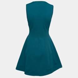 Pre Owned Roberto Cavalli Teal Blue Knit Eyelet Stud Embellished Sleeveless Dress M