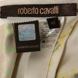 Pre Owned Roberto Cavalli Multicolor Printed Silk & Cotton Belted Skirt M