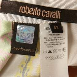 Pre Owned Roberto Cavalli Multicolor Printed Silk & Cotton Belted Skirt M