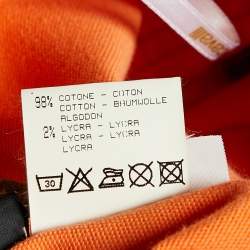 Pre Owned Roberto Cavalli Orange Denim Waist Belt Detail Maxi Skirt M