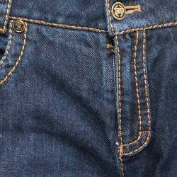 Pre Owned Roberto Cavalli Blue Denim Low-Rise Boot-Leg Cut Jeans M Waist 32"