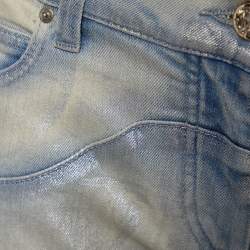Pre Owned Roberto Cavalli Blue Shiny Denim Paneled Jeans M